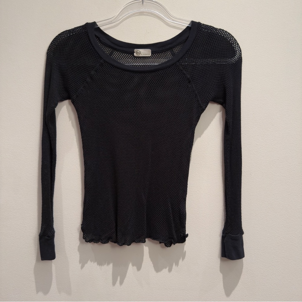 AG Black Fishnet Long Sleeve Y2K Top Woman’s Size XS